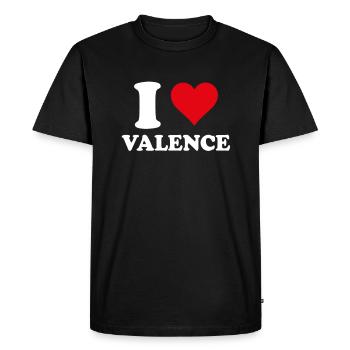 I Love Valence Cadeau Tourisme - T-shirt Premium bio Homme - noir - Devant - Nico (187cm)