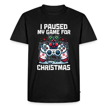 Game on Break for Christmas Gift Humor Geek - Men's Premium Organic T-Shirt - black - Front - Nico (187cm)