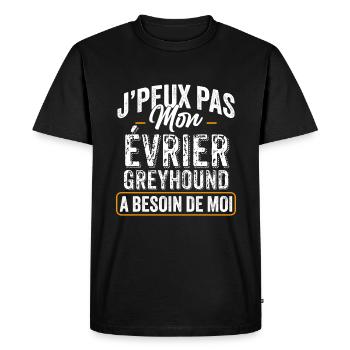 J'Peux Pas Mon Évrier Greyhound A Besoin De Moi - T-shirt Premium bio Homme - noir - Devant - Nico (187cm)
