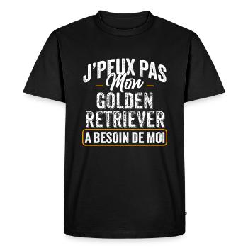 J'Peux Pas Mon Golden Retriever A Besoin De Moi - T-shirt Premium bio Homme - noir - Devant - Nico (187cm)