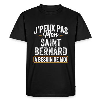 J'Peux Pas Mon Saint-Bernard A Besoin De Moi - T-shirt Premium bio Homme - noir - Devant - Nico (187cm)