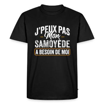J'Peux Pas Mon Samoyède A Besoin De Moi - T-shirt Premium bio Homme - noir - Devant - Nico (187cm)