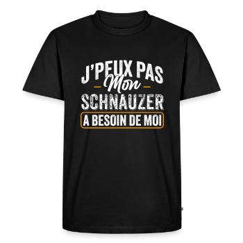 J'Peux Pas Mon Schnauzer A Besoin De Moi - T-shirt Premium bio Homme - noir - Devant - Nico (187cm)