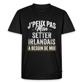 J'Peux Pas Mon Setter Irlandais A Besoin De Moi - T-shirt Premium bio Homme - noir - Devant - Nico (187cm)