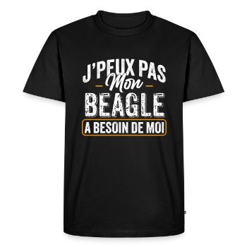 J'Peux Pas Mon Beagle A Besoin De Moi - T-shirt Premium bio Homme - noir - Devant - Nico (187cm)