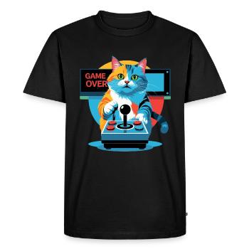 Chat Gamer rétro avec style arcade - T-shirt Premium bio Homme - noir - Devant - Nico (187cm)