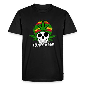 REGGAE SKULL, MARLEY, RASTA, RASTAFARI, JAMAÏQUE - T-shirt Premium bio Homme - noir - Devant - Nico (187cm)