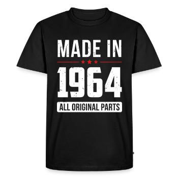 Fabriqué en 1964 - Toutes les pièces d’origine - Anniversaire - T-shirt Premium bio Homme - noir - Devant - Nico (187cm)