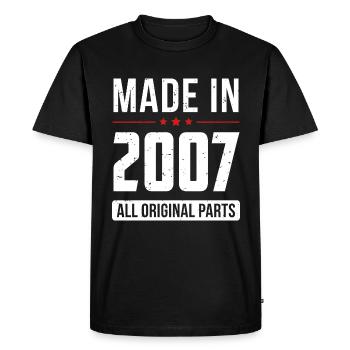 Fabriqué en 2007 - Toutes les pièces d’origine - Anniversaire - T-shirt Premium bio Homme - noir - Devant - Nico (187cm)