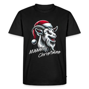 Drôle de chèvre de Noël avec chapeau de Père Noël - T-shirt Premium bio Homme - noir - Devant - Nico (187cm)