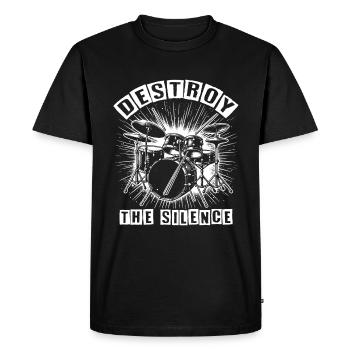 Batterie Batteur Destroy Silence Rockband - T-shirt Premium bio Homme - noir - Devant - Nico (187cm)