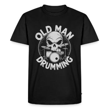 Vieil homme tambourinant Grand-père joue de la batterie - T-shirt Premium bio Homme - noir - Devant - Nico (187cm)