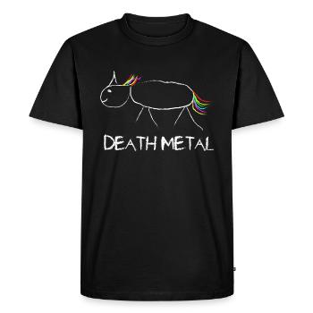 Death Metal Unicorn - Männer Premium Bio T-Shirt - Schwarz - Vorne - Nico (187cm)