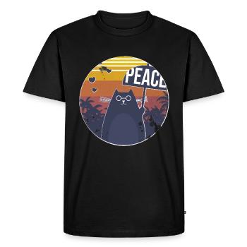 Chat drôle veut la paix - T-shirt Premium bio Homme - noir - Devant - Nico (187cm)