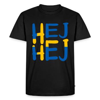 HEJ HEJ SUÈDE - T-shirt Premium bio Homme - noir - Devant - Nico (187cm)