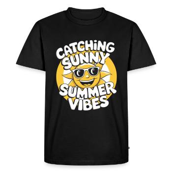Moments d’été ensoleillés Vibrations Soleil d’été - T-shirt Premium bio Homme - noir - Devant - Nico (187cm)