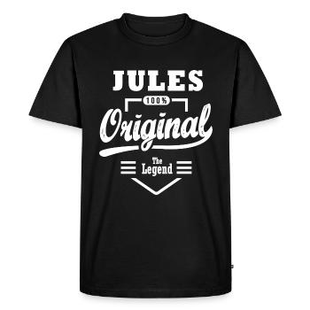 prénom JULES cadeau anniversaire personnalisé noel - T-shirt Premium bio Homme - noir - Devant - Nico (187cm)