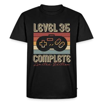 35 Anniversaire 35 ans Cadeau rétro - T-shirt Premium bio Homme - noir - Devant - Nico (187cm)