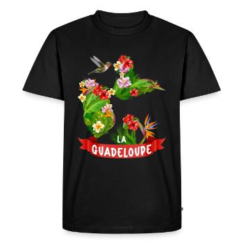 Guadeloupe Magnifique île Fleurs Des Tropiques - T-shirt Premium bio Homme - noir - Devant - Nico (187cm)