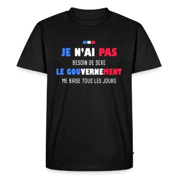 Phrase Drôle Gouvernement Humour Patriote Sarcasme - T-shirt Premium bio Homme - noir - Devant - Nico (187cm)