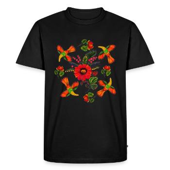 Petrykivka Peinture. Ornements folkloriques ukrainiens. - T-shirt Premium bio Homme - noir - Devant - Nico (187cm)