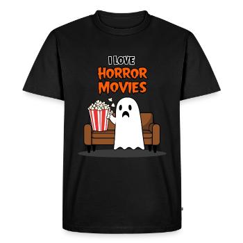 I Love Horror Movies - Funny Ghost - Men's Premium Organic T-Shirt - black - Front - Nico (187cm)