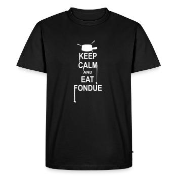 KEEP CALM AND EAT FONDUE Cheese Switzerland gift - Men's Premium Organic T-Shirt - black - Front - Nico (187cm)