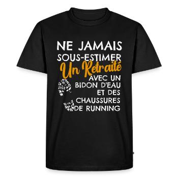 Humour Course à Pied Retraite - T-shirt Premium bio Homme - noir - Devant - Nico (187cm)