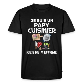 Papy Cuisinier Idée Cadeau Homme Humour - T-shirt Premium bio Homme - noir - Devant - Nico (187cm)