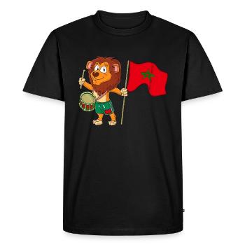 Lion avec le drapeau marocain - T-shirt Premium bio Homme - noir - Devant - Nico (187cm)