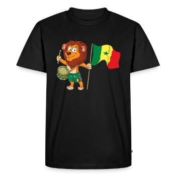 Lion with the Senegal flag - Men's Premium Organic T-Shirt - black - Front - Nico (187cm)