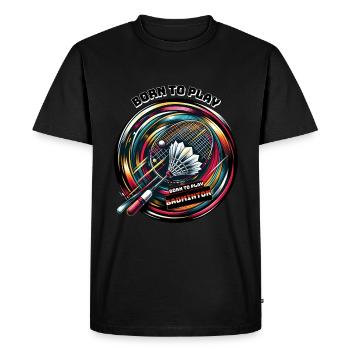 Né pour jouer au badminton - T-shirt Premium bio Homme - noir - Devant - Nico (187cm)