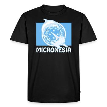 Flag of Micronesia with dolphin and hammerhead shark - Men's Premium Organic T-Shirt - black - Front - Nico (187cm)