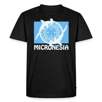 Flag of Micronesia and hammerhead sharks - Men's Premium Organic T-Shirt - black - Front - Nico (187cm)
