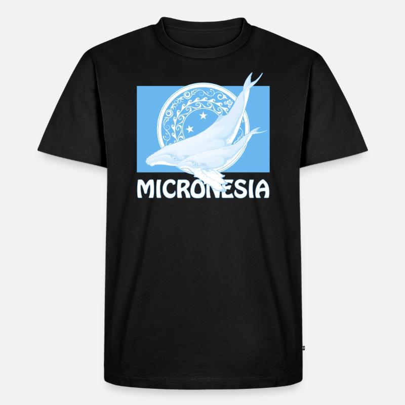 Flagge Mikronesiens und Buckelwale - Männer Premium Bio T-Shirt - Schwarz