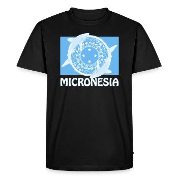 Flag of Micronesia and whitetip deep-sea sharks - Men's Premium Organic T-Shirt - black - Front - Nico (187cm)