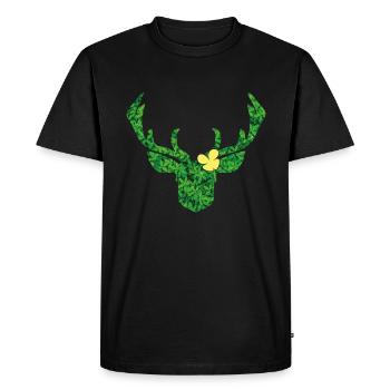 Deer with flower in yellow extra exceptional - Men's Premium Organic T-Shirt - black - Front - Nico (187cm)