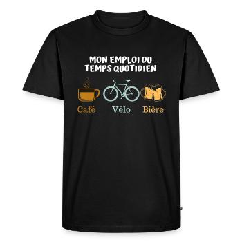 Café vélo bière 5 - T-shirt Premium bio Homme - noir - Devant - Nico (187cm)