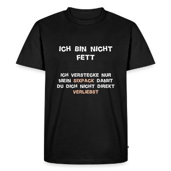 Cacher sixpack / humour cadeau en surpoids - T-shirt Premium bio Homme - noir - Devant - Nico (187cm)