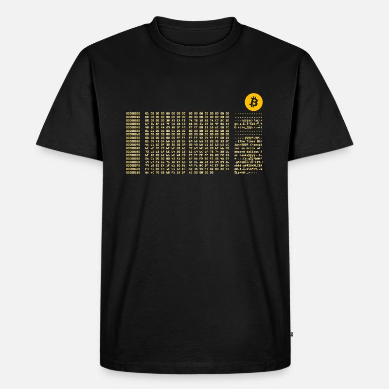 Bitcoin Erster Block Null Nerd - Männer Premium Bio T-Shirt - Schwarz
