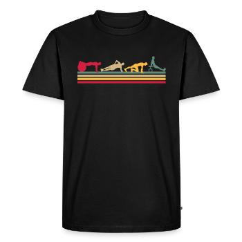 Fitness Vintage Design Plank Muscles Sport - Men's Premium Organic T-Shirt - black - Front - Nico (187cm)