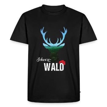 Schwarzwald Hirsch - Männer Premium Bio T-Shirt - Schwarz - Vorne - Nico (187cm)