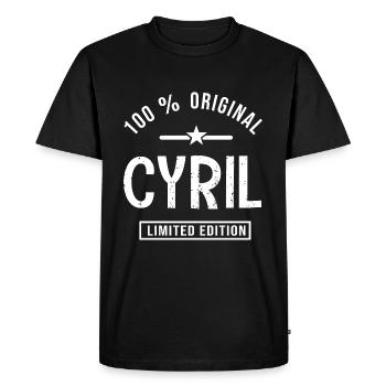 Cyril shirt personnalisé prénom cyril - T-shirt Premium bio Homme - noir - Devant - Nico (187cm)