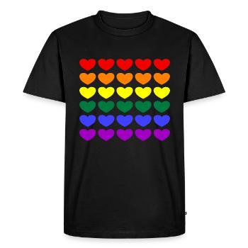 Rainbow Hearts - Men's Premium Organic T-Shirt - black - Front - Nico (187cm)