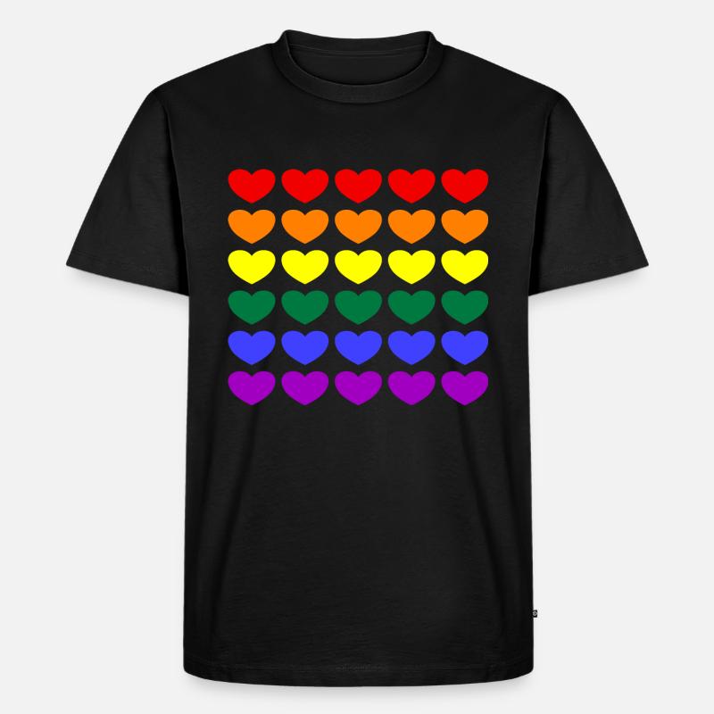 Rainbow Hearts - Männer Premium Bio T-Shirt - Schwarz