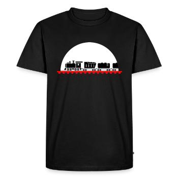 Chemin de fer, locomotive, modélisme ferroviaire, train - T-shirt Premium bio Homme - noir - Devant - Nico (187cm)