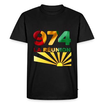974 La Réunion - T-shirt Premium bio Homme - noir - Devant - Nico (187cm)