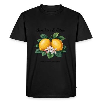 Vacances d’été au soleil et aux agrumes et au citron - T-shirt Premium bio Homme - noir - Devant - Nico (187cm)