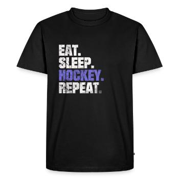 EAT SLEEP HOCKEY REPEAT ICE HOCKEY SPEECH GIFT - Men's Premium Organic T-Shirt - black - Front - Nico (187cm)