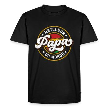 Meilleur Papa du Monde Vintage Style - T-shirt Premium bio Homme - noir - Devant - Nico (187cm)
